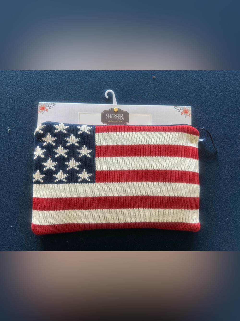 HARPER liberty collection American Flag Knit zippered pouch🇺🇸-Red, White & Blue